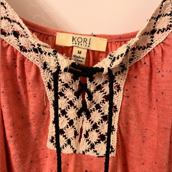 Kori razor back tank. Cute burnt orange with white and black straps. - Picture 2 of 3